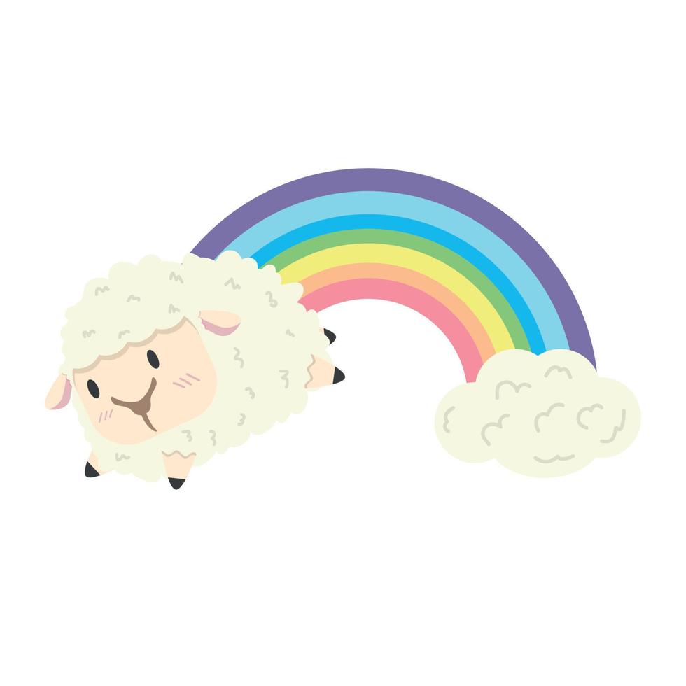 vetor de desenho animado de ovelha arco-íris pastel
