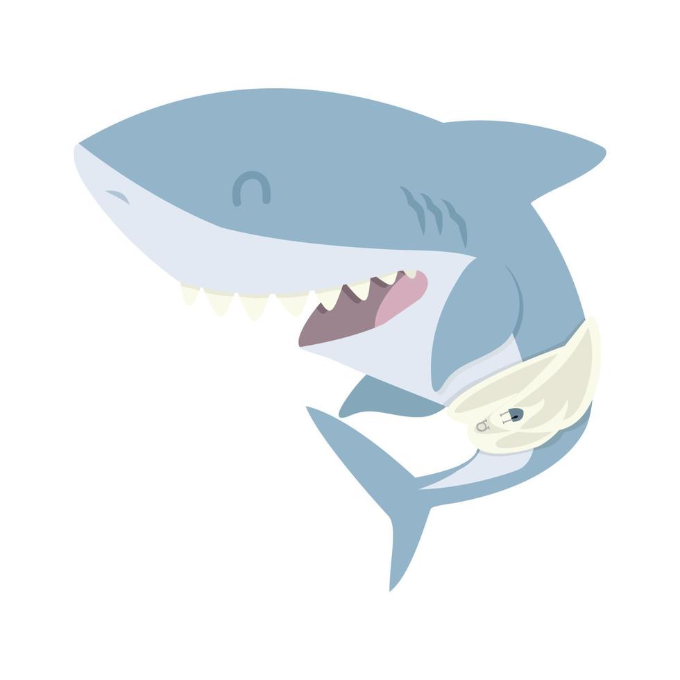 desenho plano de tubarão bebê fofo vetor
