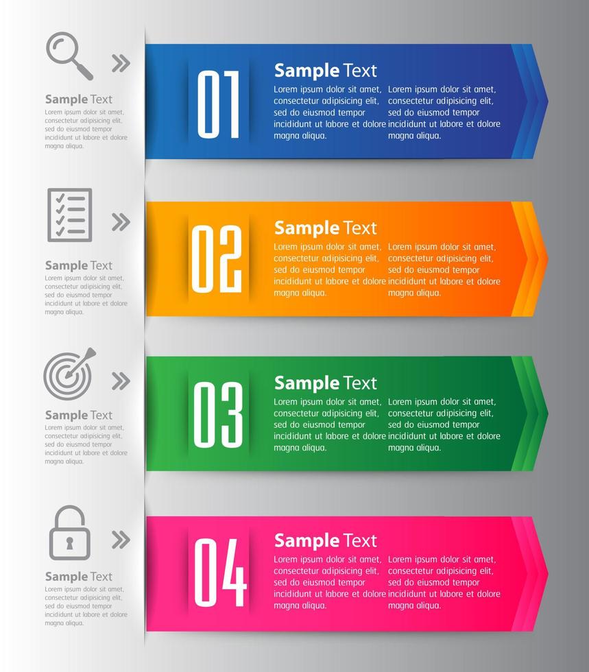 infográfico colorido de 4 etapas vetor