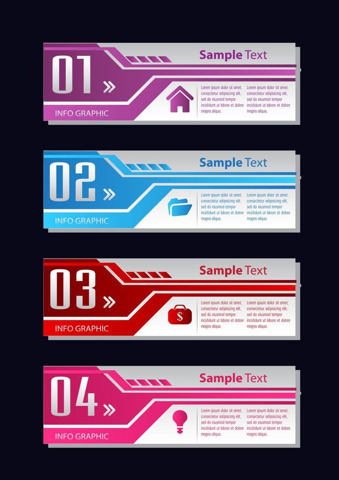 infográfico colorido de 4 etapas vetor