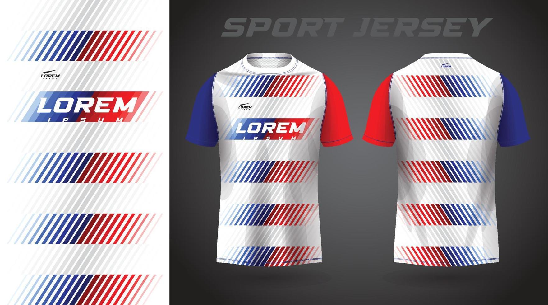 design de camisa esportiva de camisa azul vermelha vetor