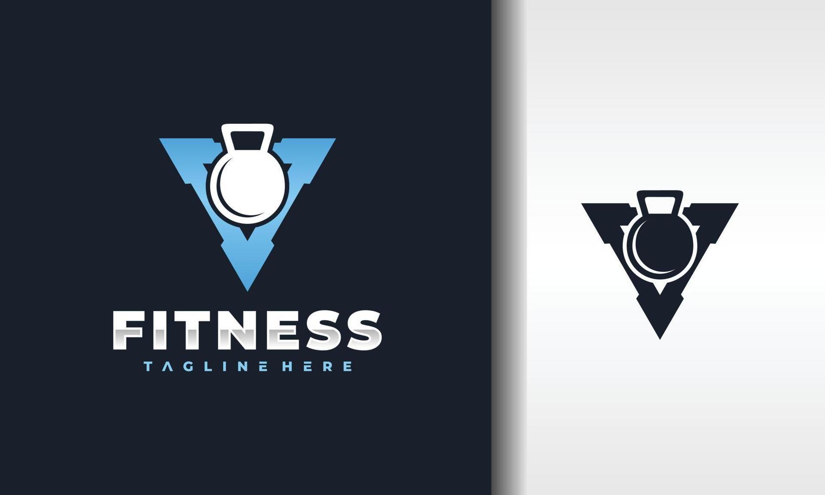 logotipo de fitness com haltere triângulo vetor