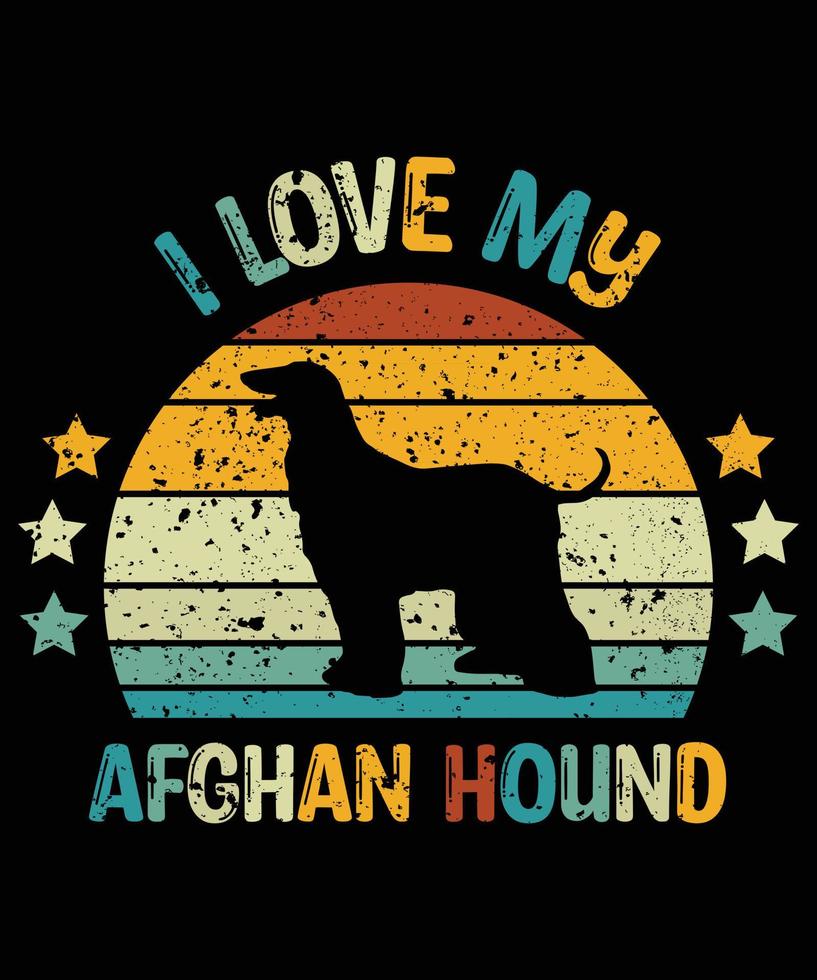 engraçado galgo afegão vintage retro pôr do sol silhueta presentes amante de cães proprietário de cães camiseta essencial vetor