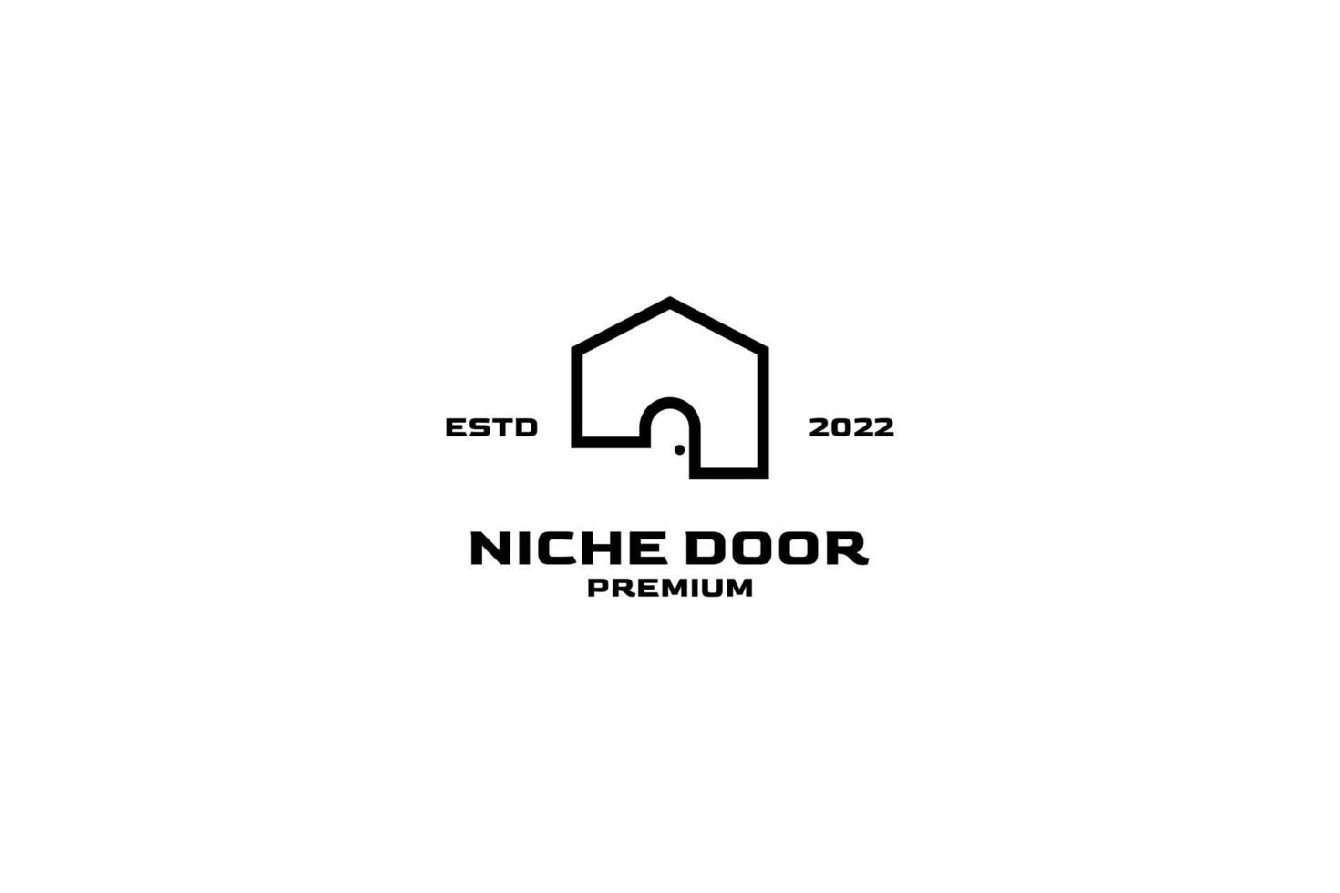 ideia de ilustração de ícone de vetor de logotipo de porta de nicho plano