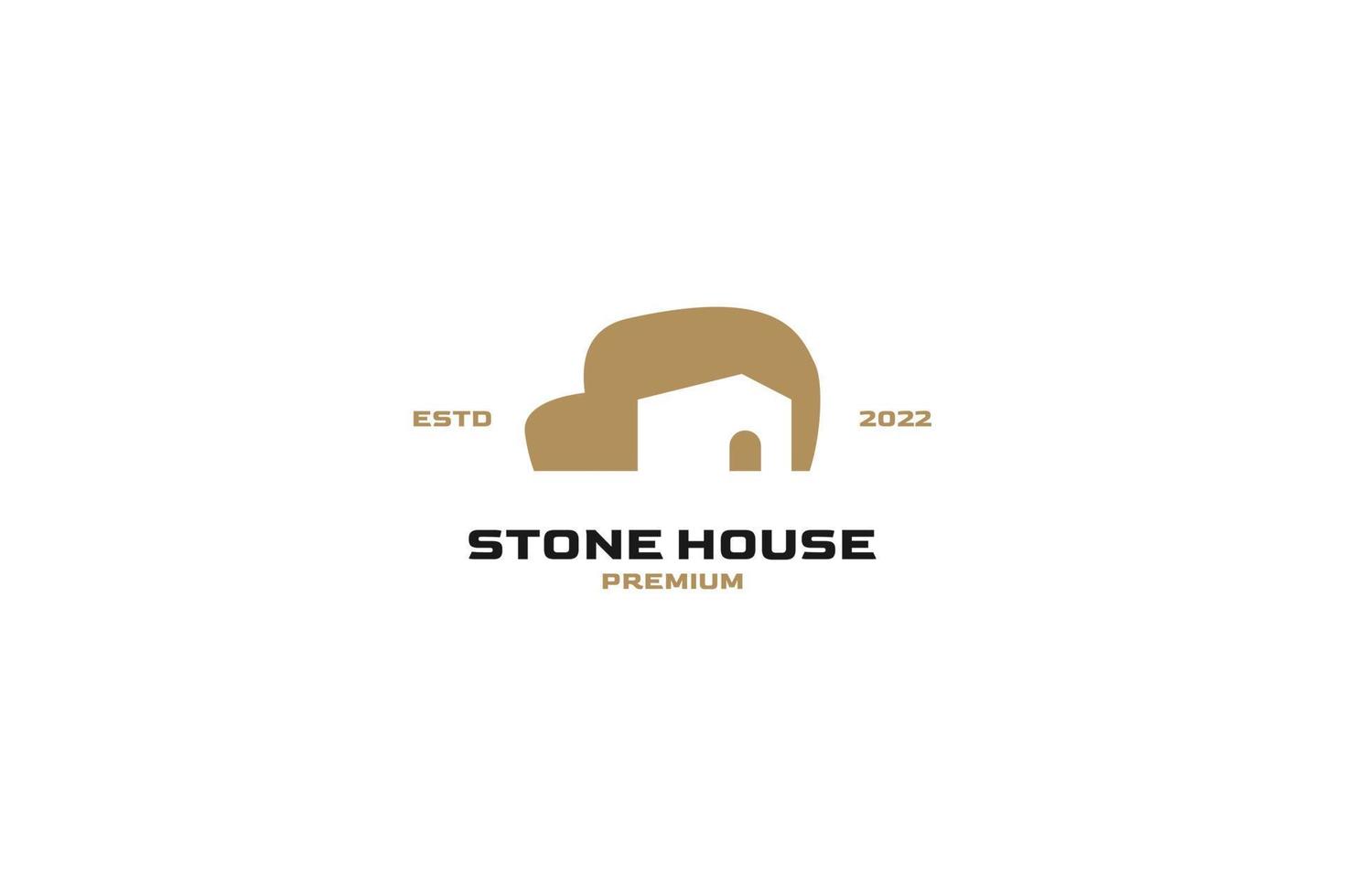 ideia de ilustração de ícone de vetor de logotipo de casa de pedra plana