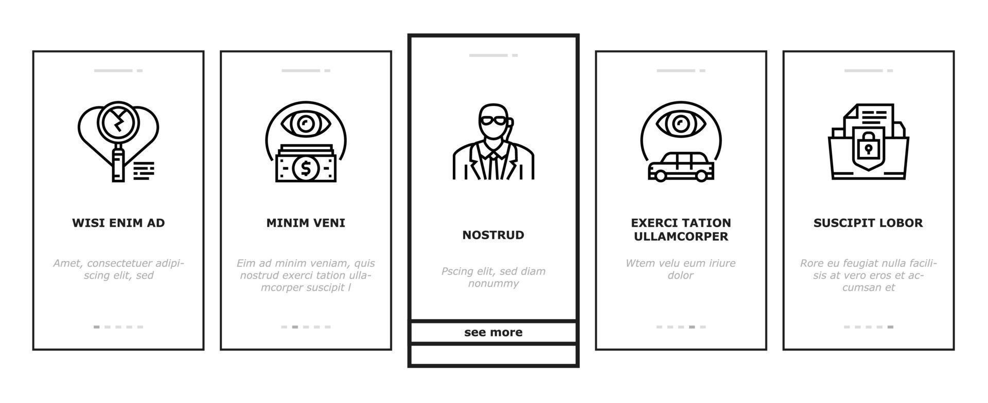 conjunto de ícones de integração de detetive particular vetor