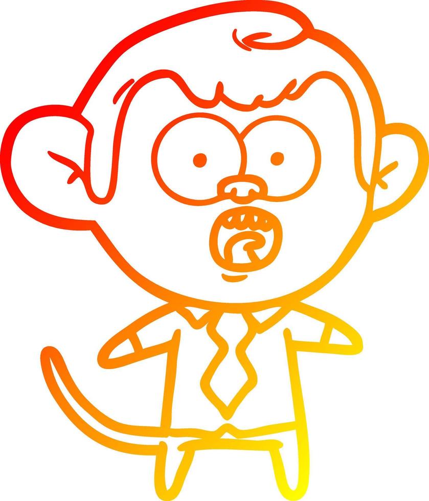 desenho de linha de gradiente quente empresário de macaco dos desenhos animados vetor