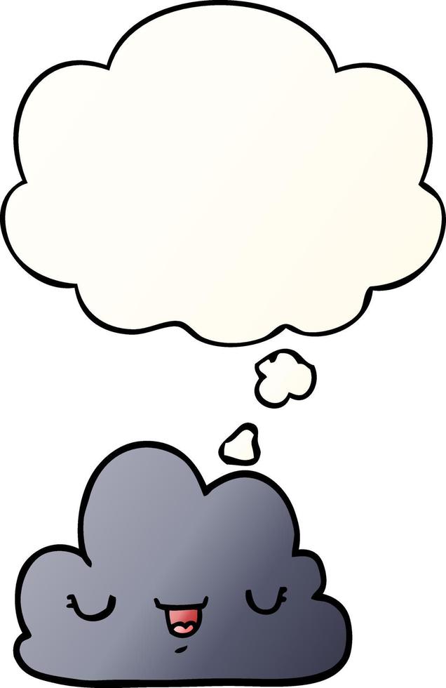 nuvem de desenho animado bonito e balão de pensamento no estilo de gradiente suave vetor