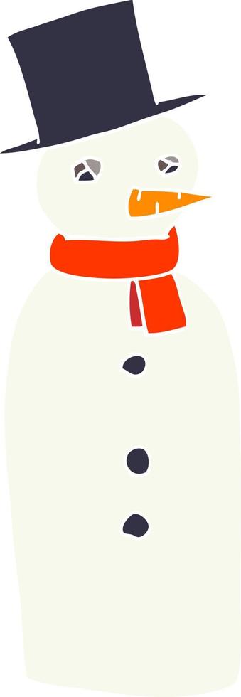 boneco de neve tradicional doodle dos desenhos animados vetor