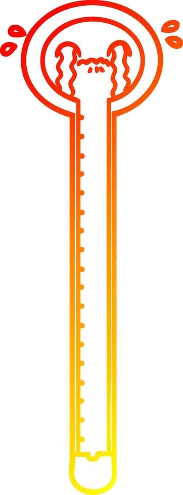 termômetro de desenho animado de desenho de linha de gradiente quente chorando vetor