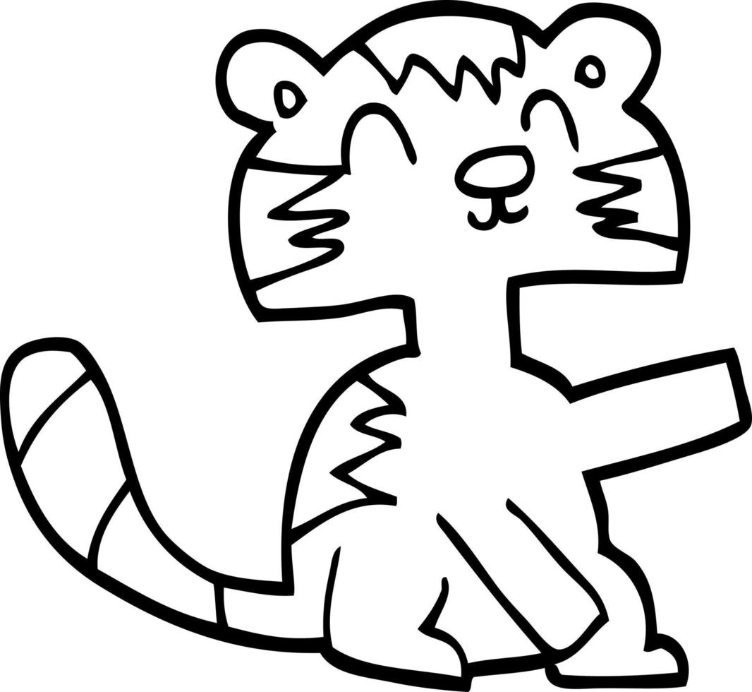 desenho de linha desenho animado gato feliz vetor