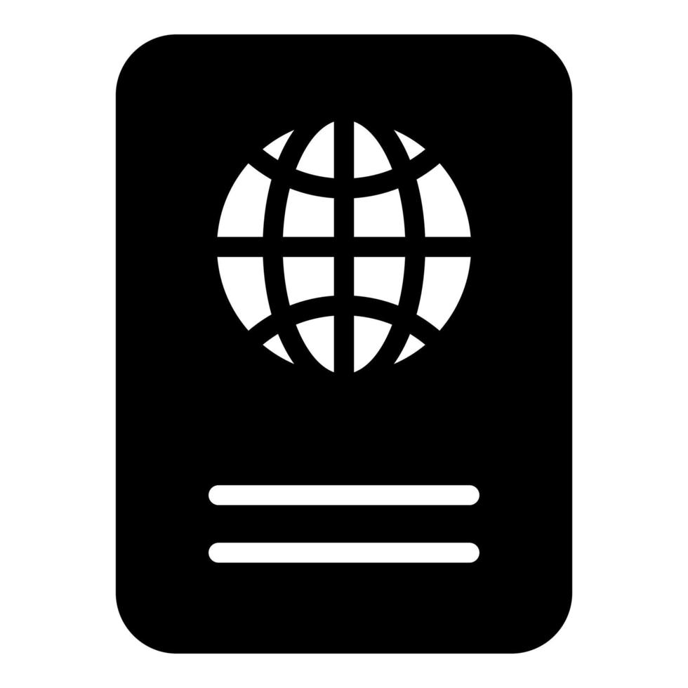 estilo de glifo de ícone de vetor passaporte para web e dispositivos móveis.