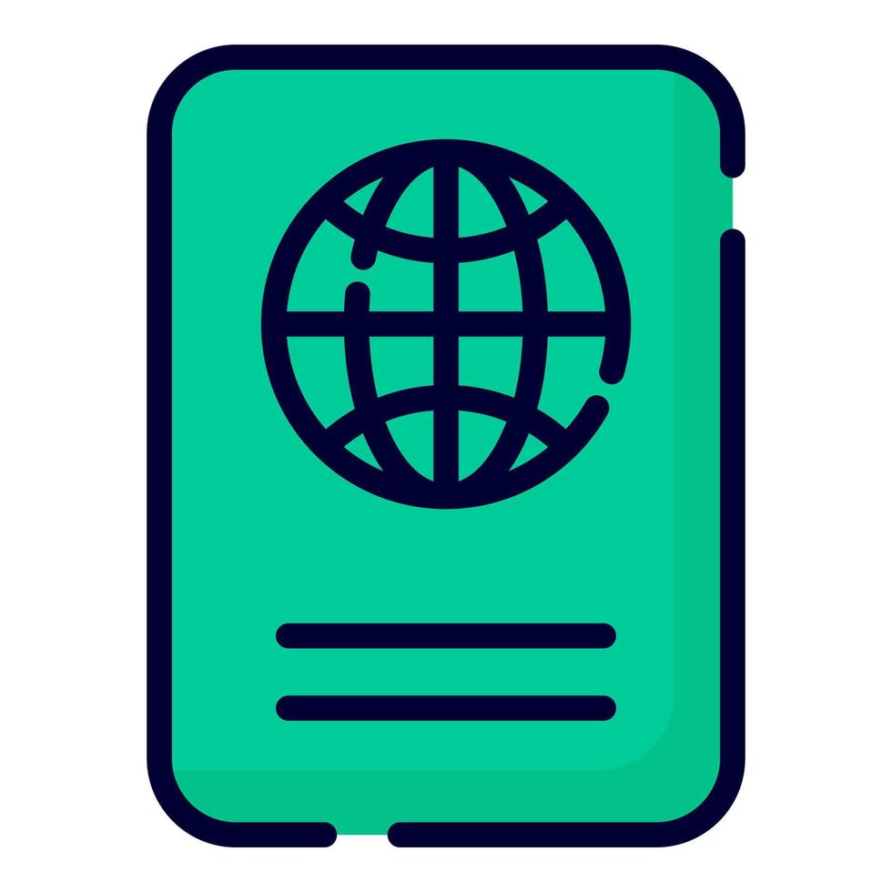 ícone de vetor de passaporte. estilo de contorno colorido para web e mobile.