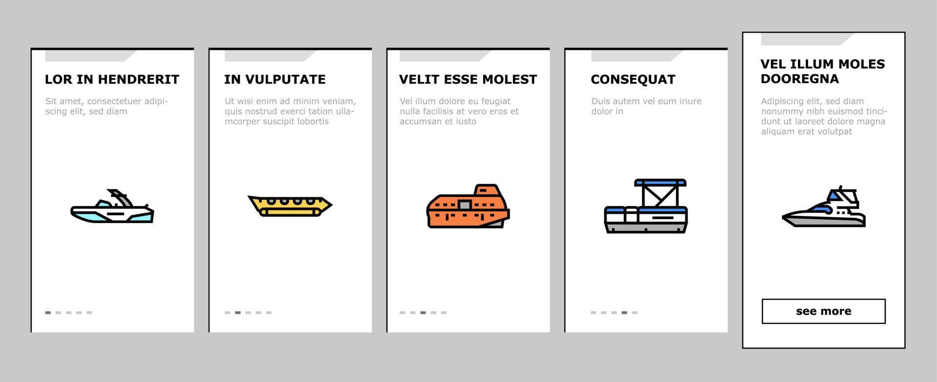 conjunto de ícones de integração de tipos de transporte de água de barco vetor