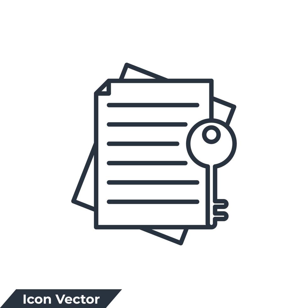 palavra-chave ícone logotipo ilustração vetorial. modelo de símbolo de chave e documento para coleção de design gráfico e web vetor