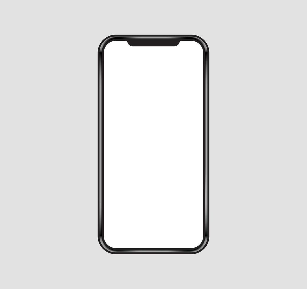 maquete de marca de smartphone de entalhe realista modelo em branco detalhado de tecnologia de escritório isolado vetor
