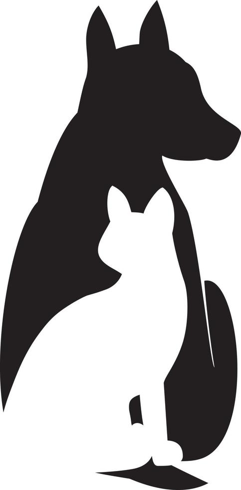 ilustração de silhueta ilustração de design de cão e gato vetor