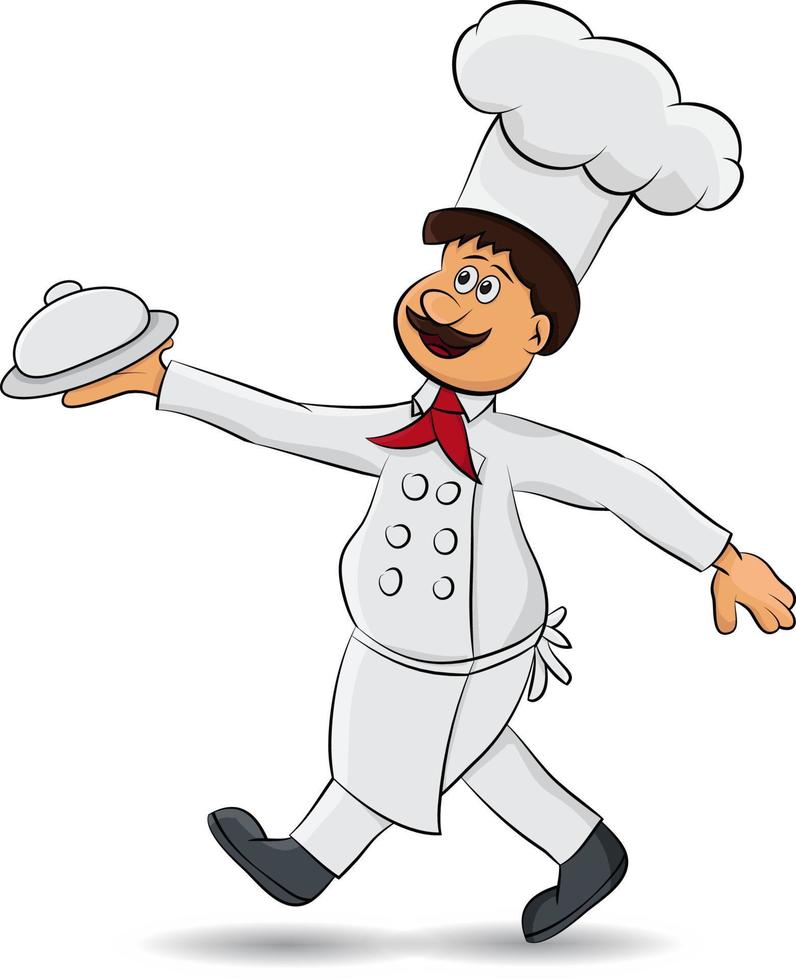 chef de personagem de desenho animado servindo seus pratos vetor