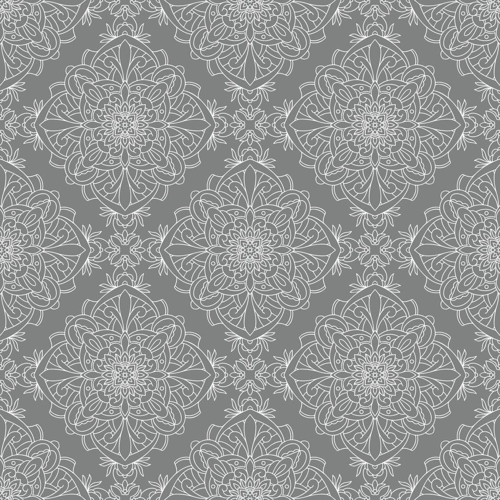 padrão sem emenda de vetor com ornamento de mandala. ornamento folclórico étnico. ornamento de damasco monocromático vintage. fundo decorativo de vetor. ótimo para qualquer projeto.