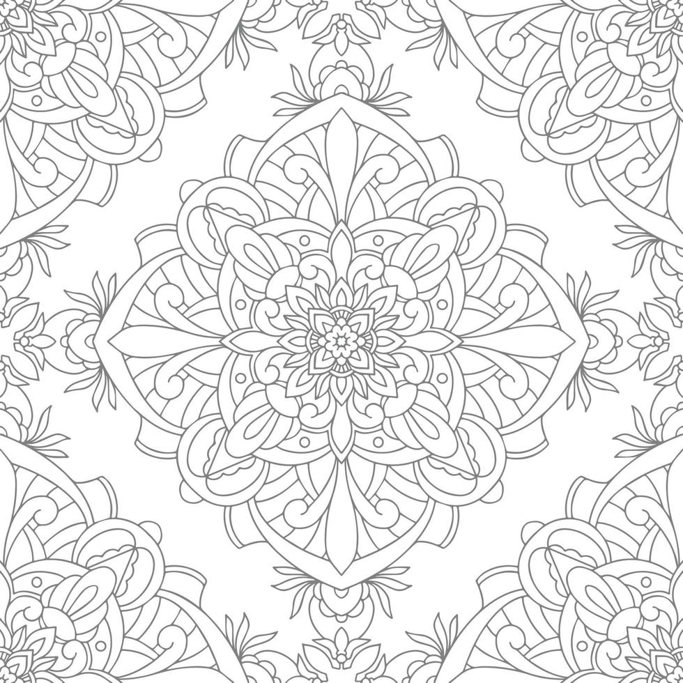 padrão sem emenda de vetor com ornamento de mandala. ornamento folclórico étnico. ornamento de damasco monocromático vintage. fundo decorativo de vetor. ótimo para qualquer projeto.