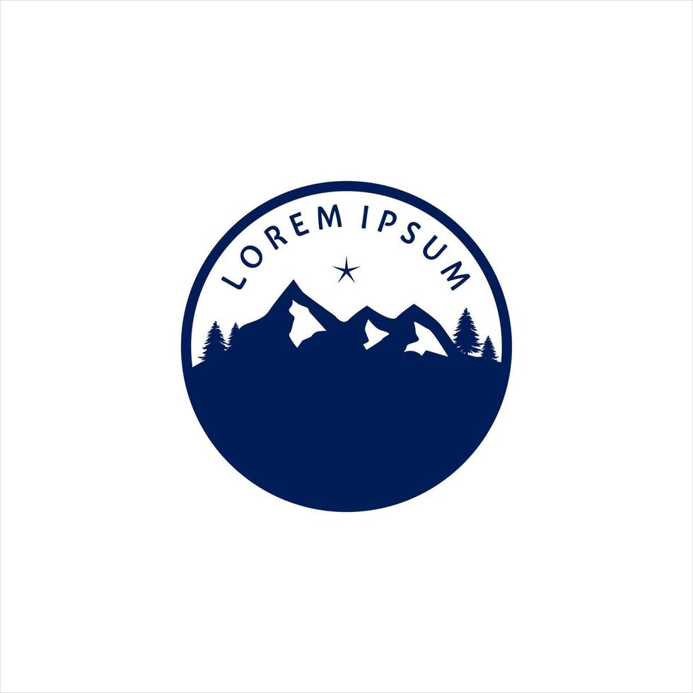 natureza da montanha com selo de logotipo da empresa vintage círculo vetor