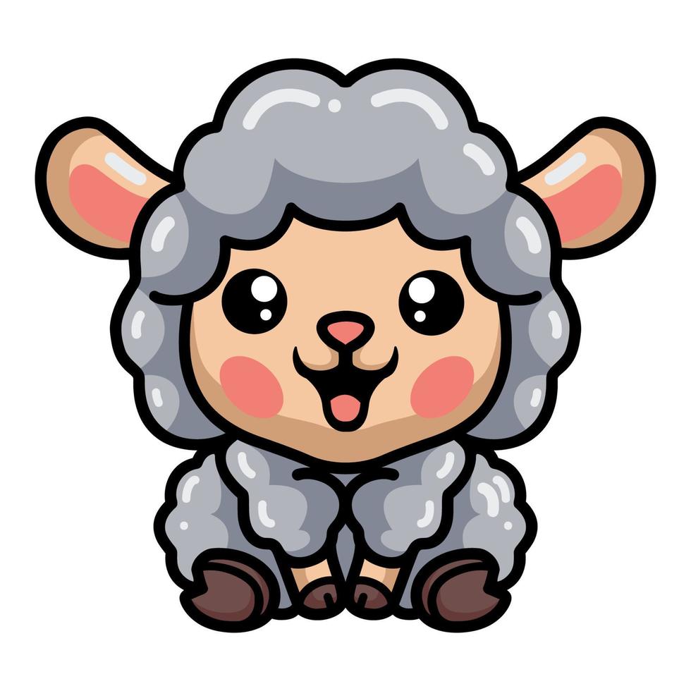89. desenho de ovelha bebê fofo sentado vetor