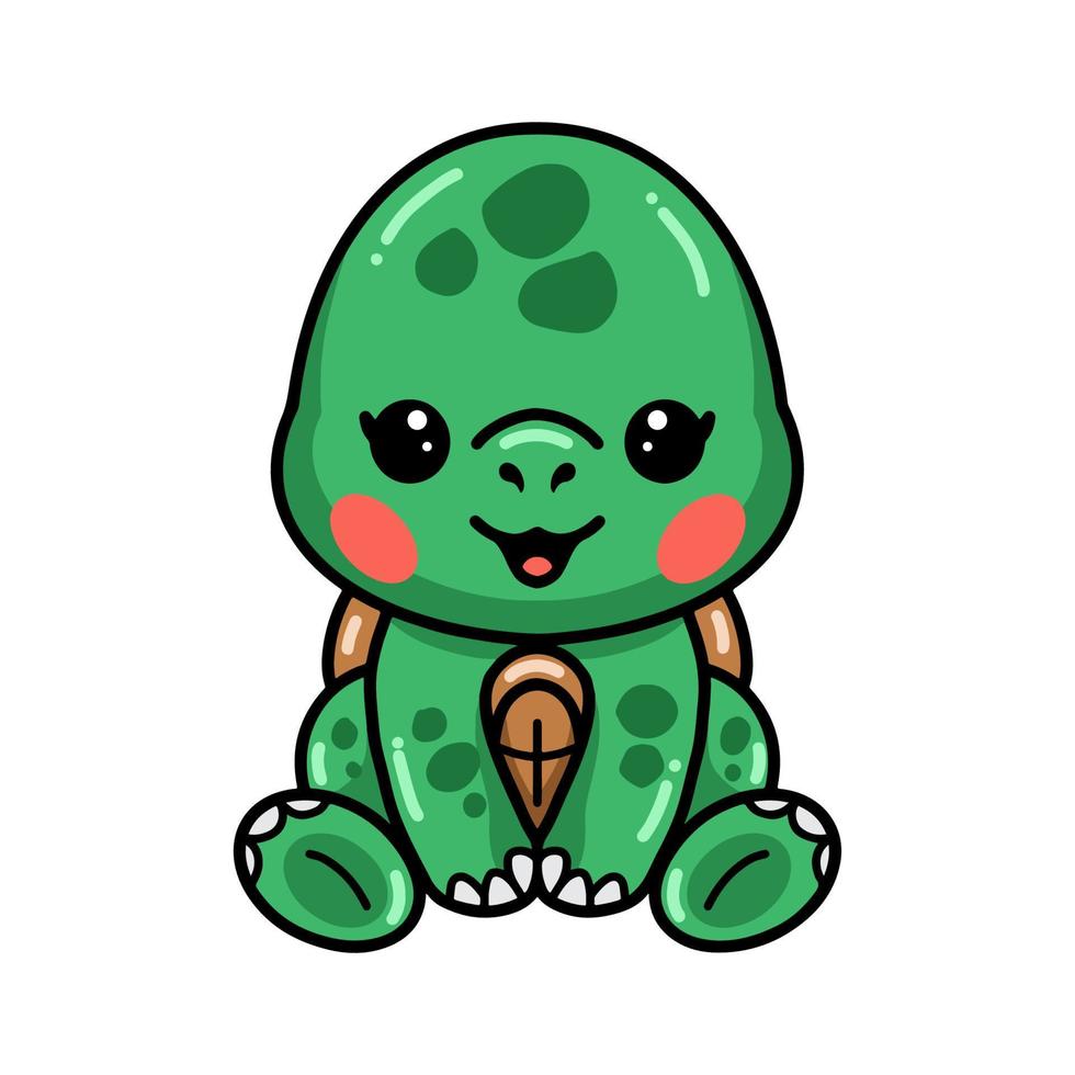 desenho de tartaruga bebê fofo sentado vetor