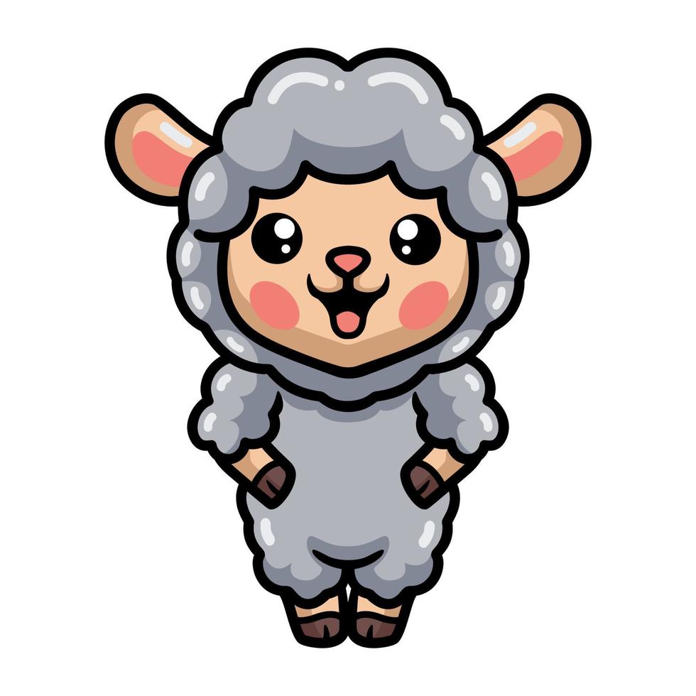 desenho de ovelhas bebê fofo em pé vetor