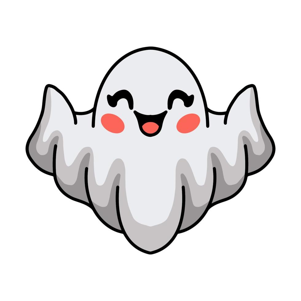 fantasma branco de halloween bonito dos desenhos animados vetor