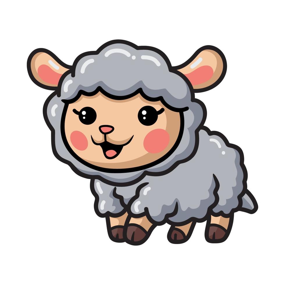 desenho de ovelhas de bebê feliz fofo vetor