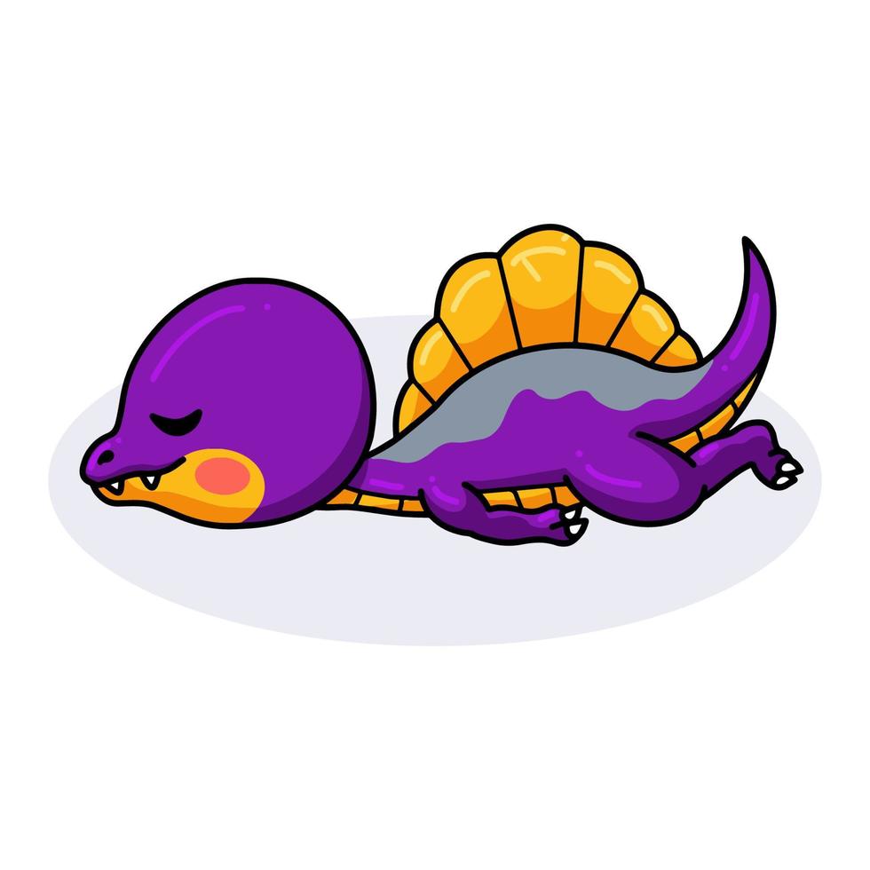 bonito desenho de dinossauro roxo dormindo vetor