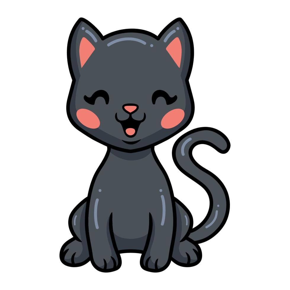 desenho de gatinho preto fofo sentado vetor