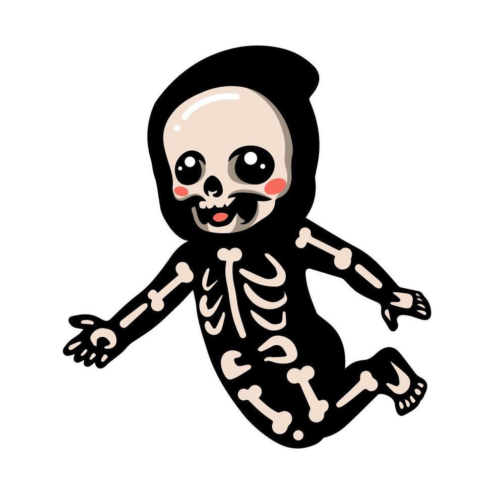 posando de desenho animado de esqueleto de halloween bonito vetor