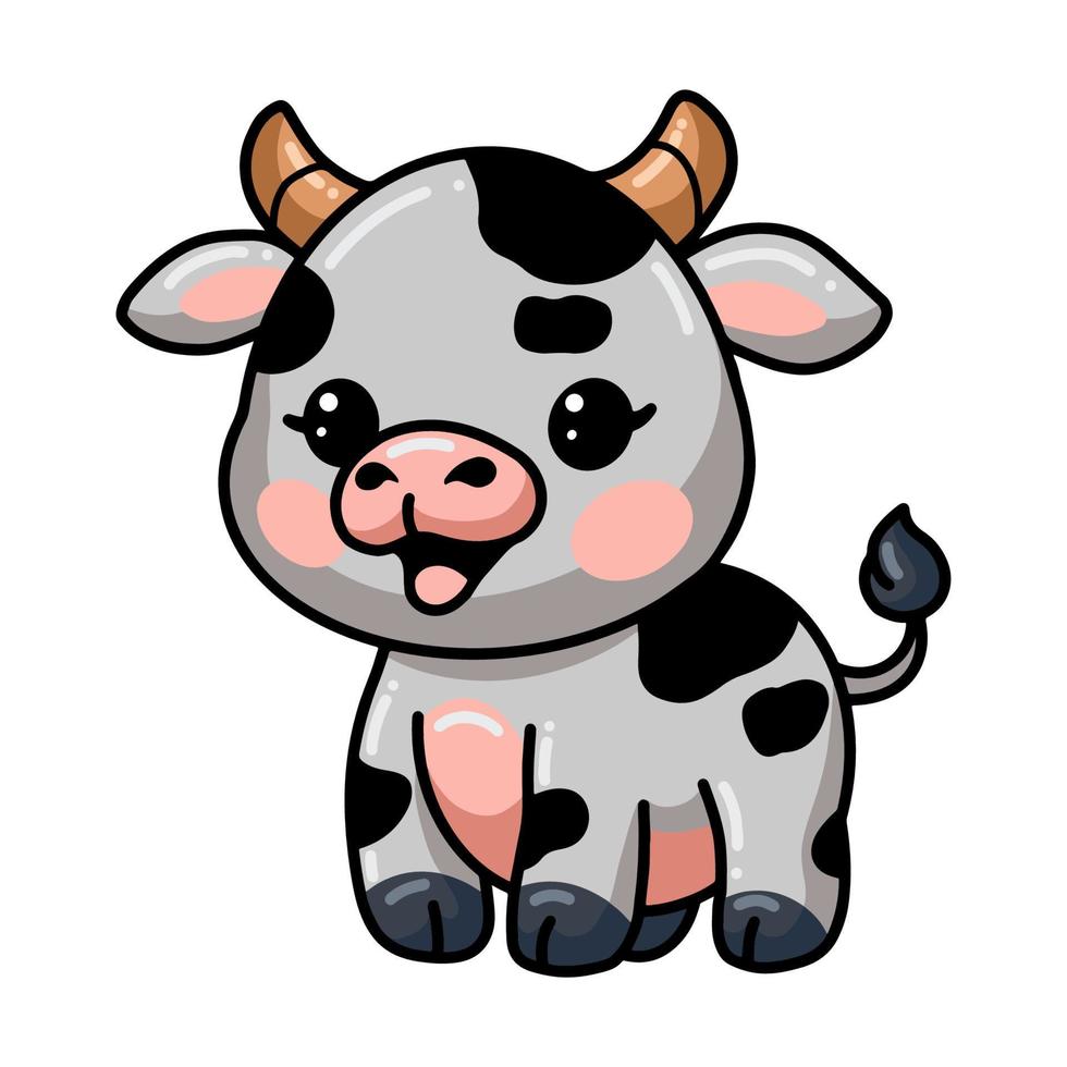 desenho de vaca bebê feliz fofo vetor