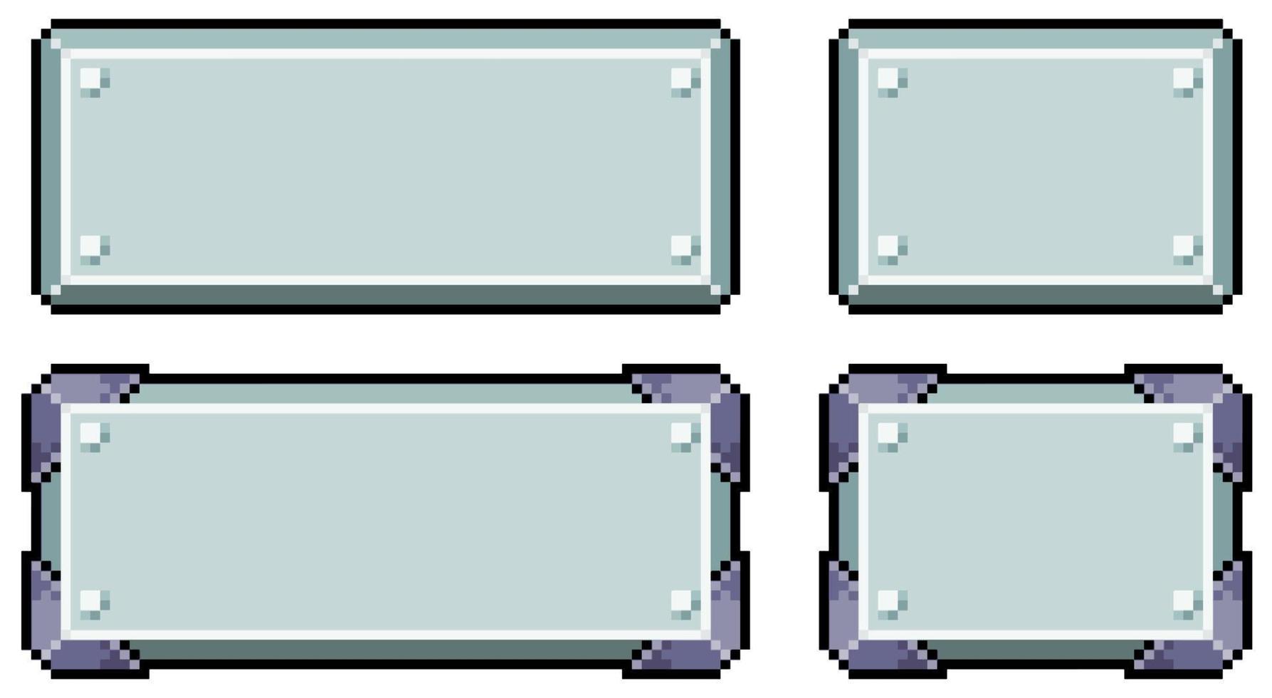 botões de estilo metálico de pixel art. ícone de vetor de botões selecionados e não selecionados para jogo de 8 bits em fundo branco