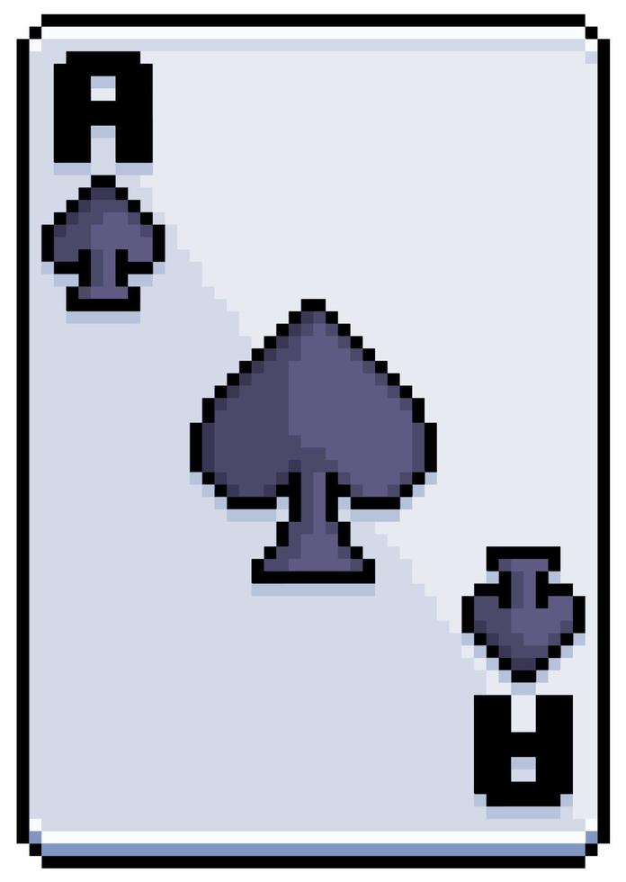 pixel art cartão ás de espadas ícone de vetor de cartas de baralho para jogo de 8 bits em fundo branco