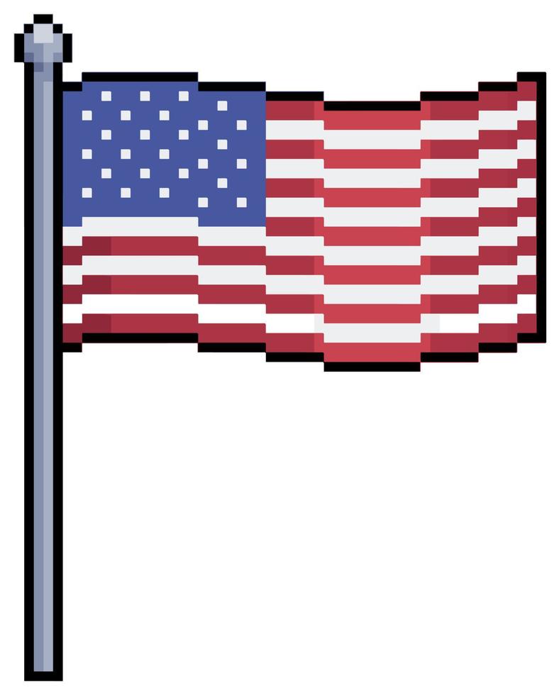 bandeira de pixel art dos estados unidos eua vetor ícone para jogo de 8 bits em fundo branco