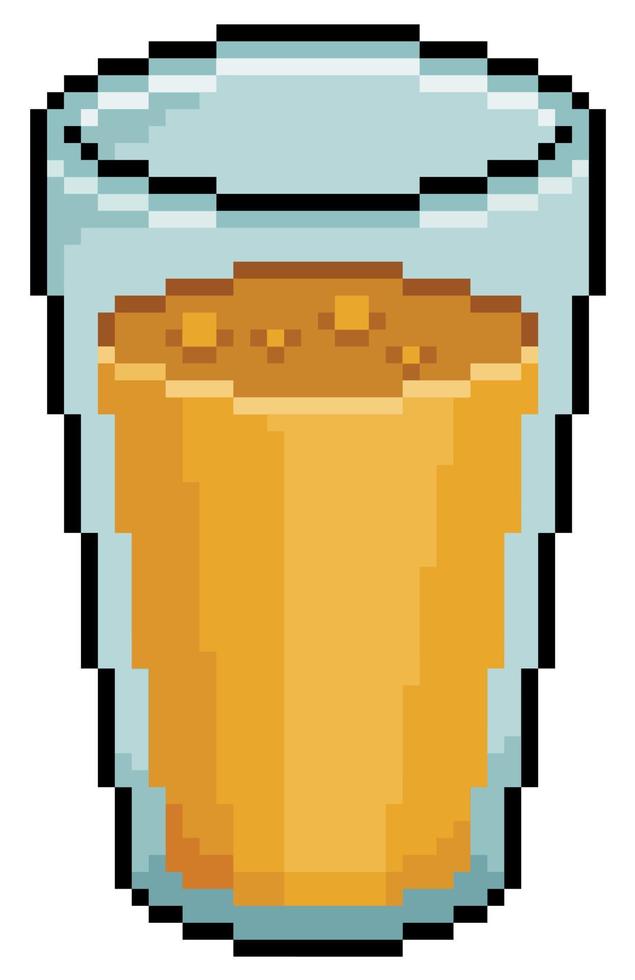 item de jogo de 8 bits de vidro de suco de pixel art em fundo branco vetor