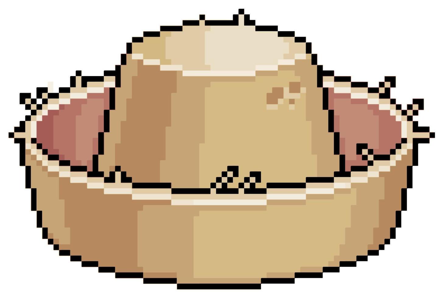 pixel art chapéu de palha festa junina ícone de vetor de roupa para jogo de 8 bits em fundo branco