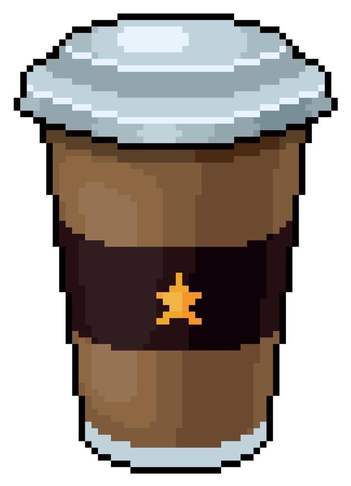 ícone de vetor de café pixel art para jogo de 8 bits em fundo branco