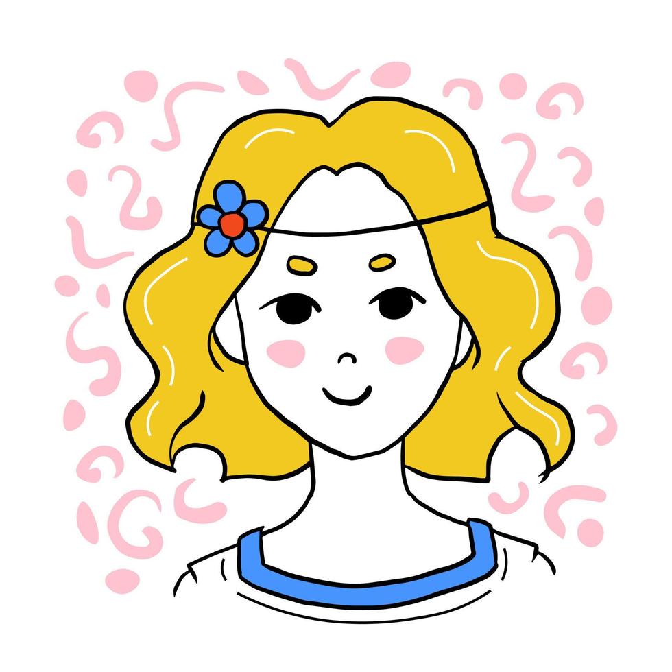 ilustração vetorial de rosto de menina de desenho animado bonito de cabelo loiro vetor