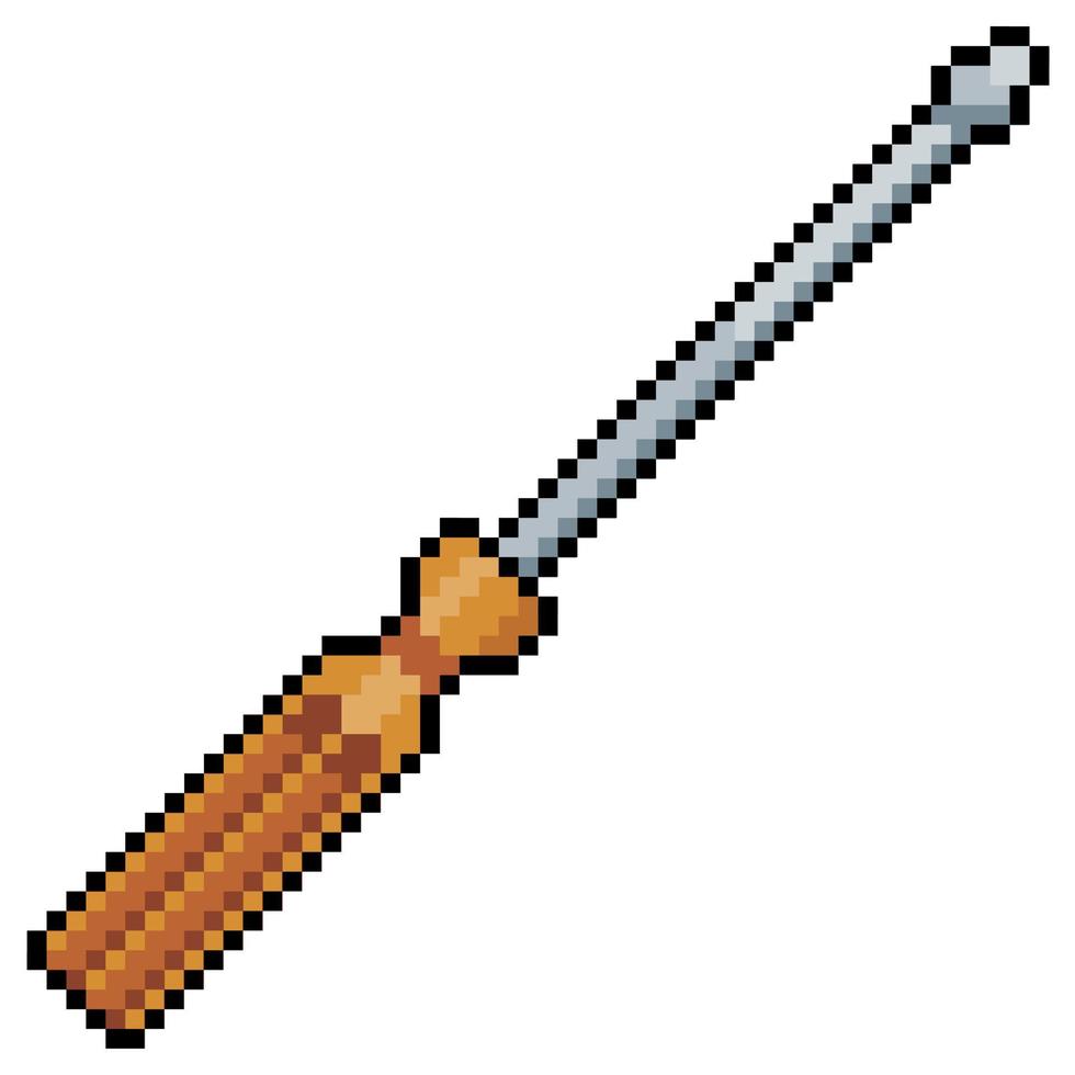 chave de fenda de ferramentas de pixel art. item de jogo de 8 bits em fundo branco vetor