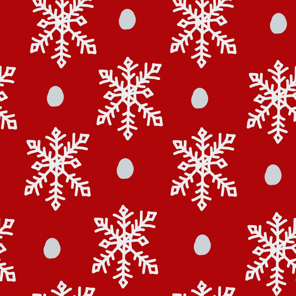 padrão de flocos de neve de natal desenhados à mão bonito vetor