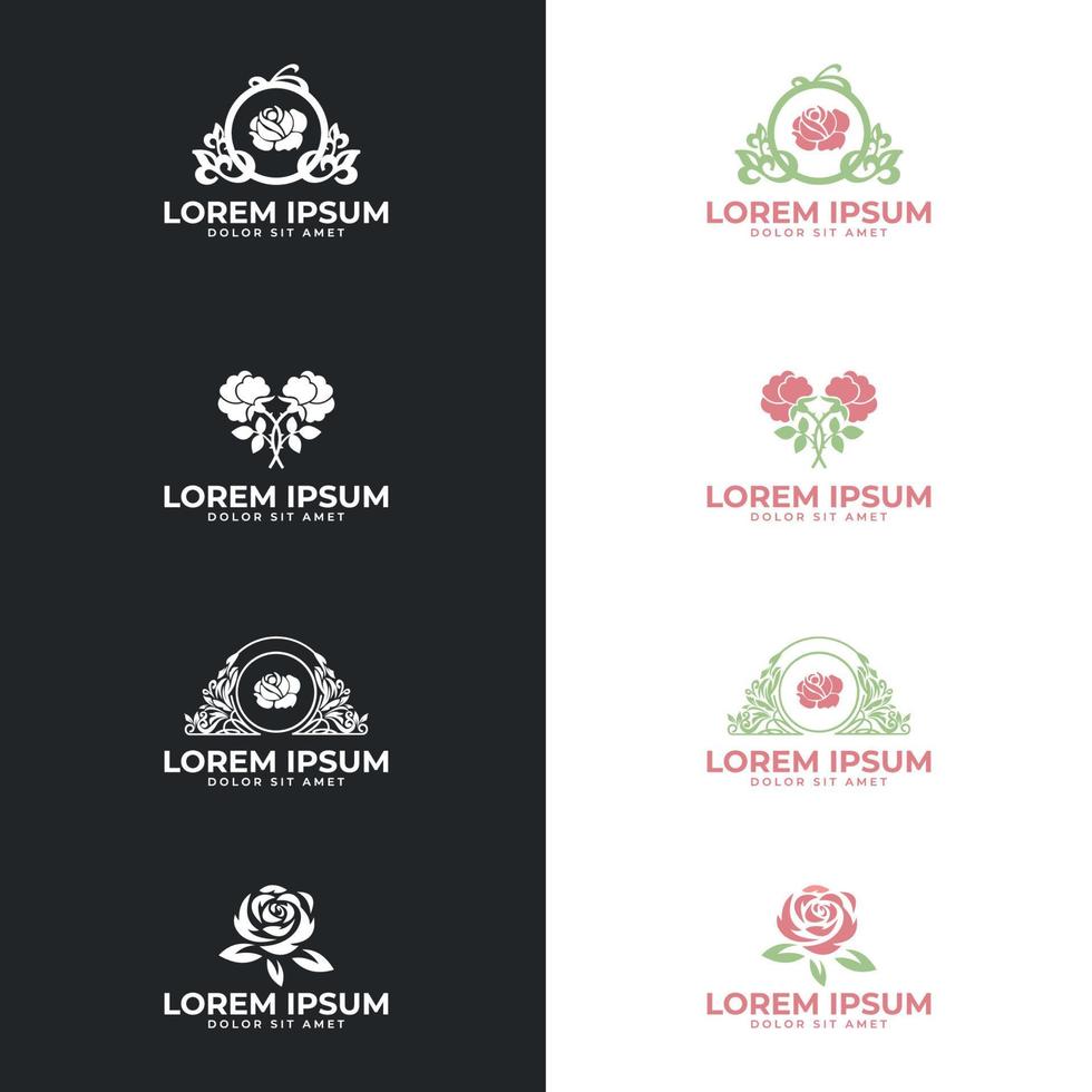 ilustração de ícone de vetor de flor logotipo rosa. conceito para salão de beleza, acessórios, moda, cosméticos.