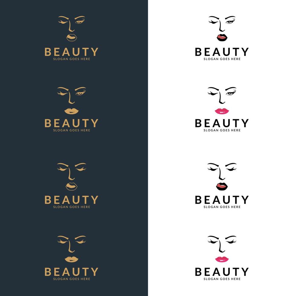 logotipo de mulher de beleza. conceito para salão de beleza, acessórios, moda, cosméticos. vetor