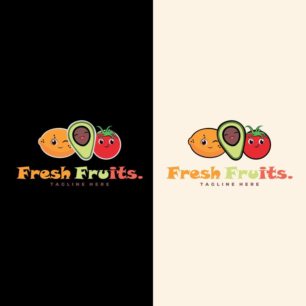 frutas, rótulo, logotipo de frutas exóticas. ilustração em vetor moderno de logotipo de ícone de frutas