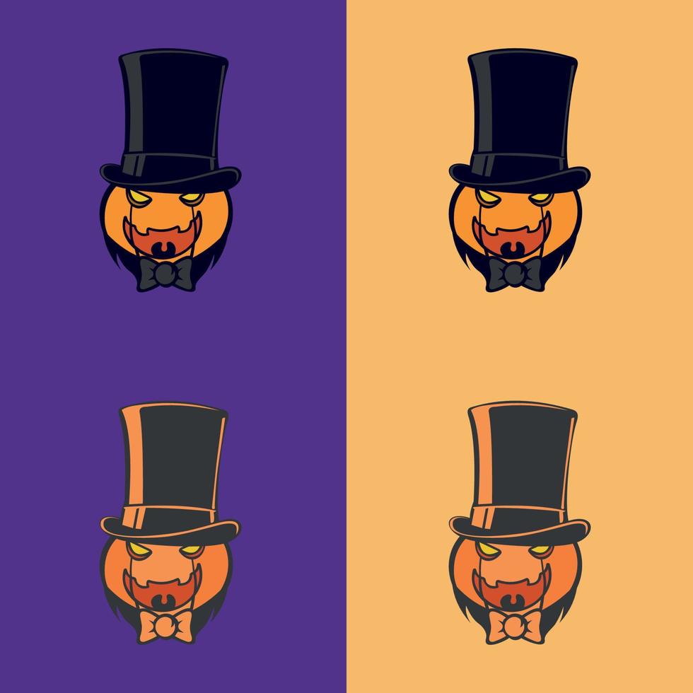 conjunto de ilustrações vetoriais de desenhos animados de abóboras de halloween assustador. vetor