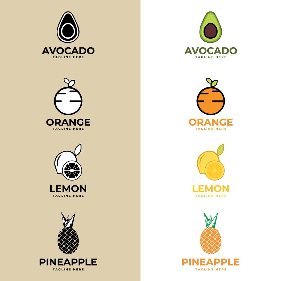 frutas, rótulo, logotipo de frutas exóticas. ilustração em vetor moderno de logotipo de ícone de frutas