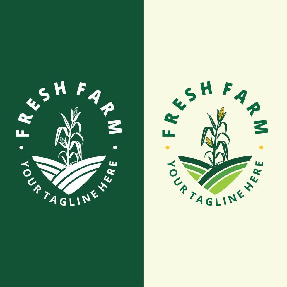 coleção de modelo de logotipo de fazenda plana. logotipo ou símbolo do produto agrícola. agricultura, agricultura, conceito de comida natural vetor