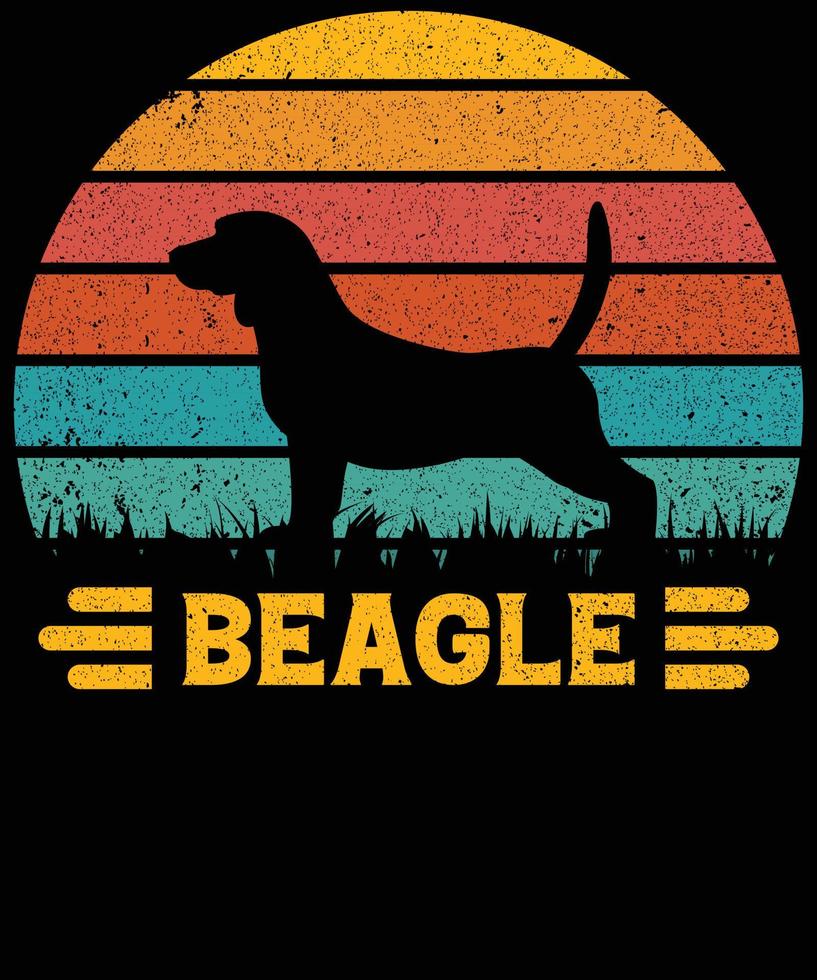 engraçado beagle vintage retro pôr do sol silhueta presentes amante de cães proprietário de cães camiseta essencial vetor